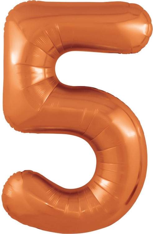 Шар Цифра "5" Slim, Папайя (в упаковке)