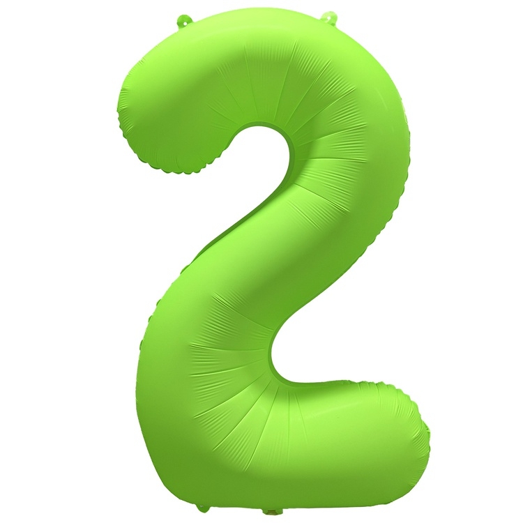 Шар Цифра "2" Неон Зеленый / Green (в упаковке)      