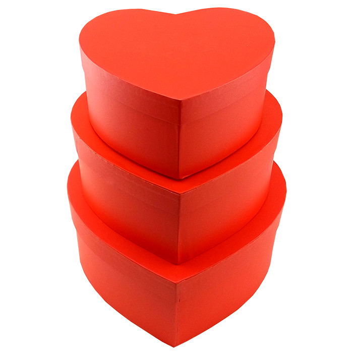 Набор коробок 3 в 1 "Однотонный" Красный / сердце