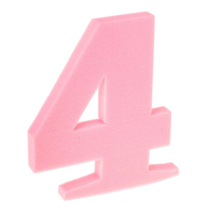Цифра "4" (поролон), Неон Розовая