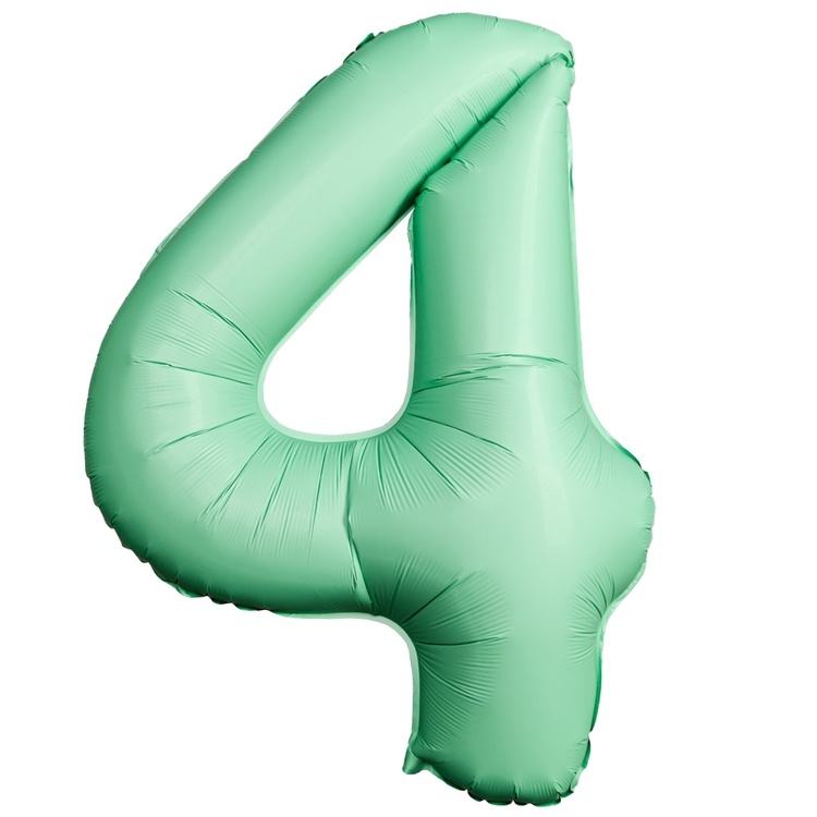 Шар Цифра "4" Slim Мятный / Mint (в упаковке)   