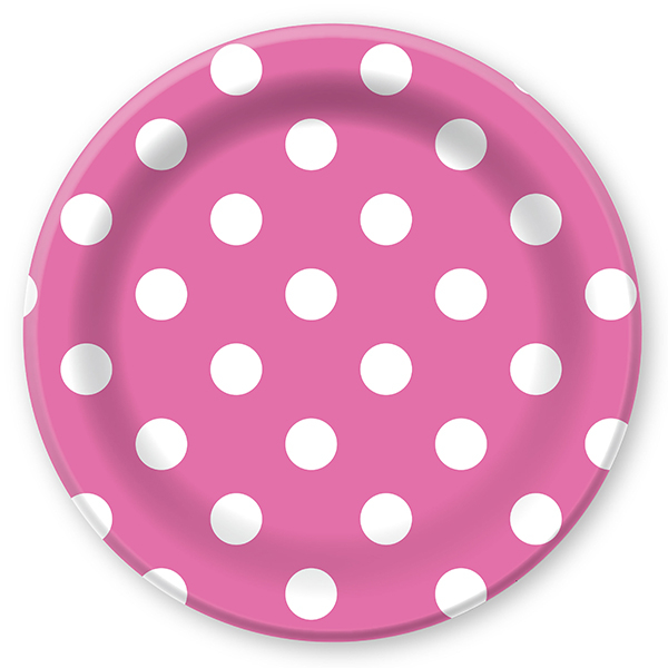 Тарелки бумажные ламинированные "Горошек" Розовый